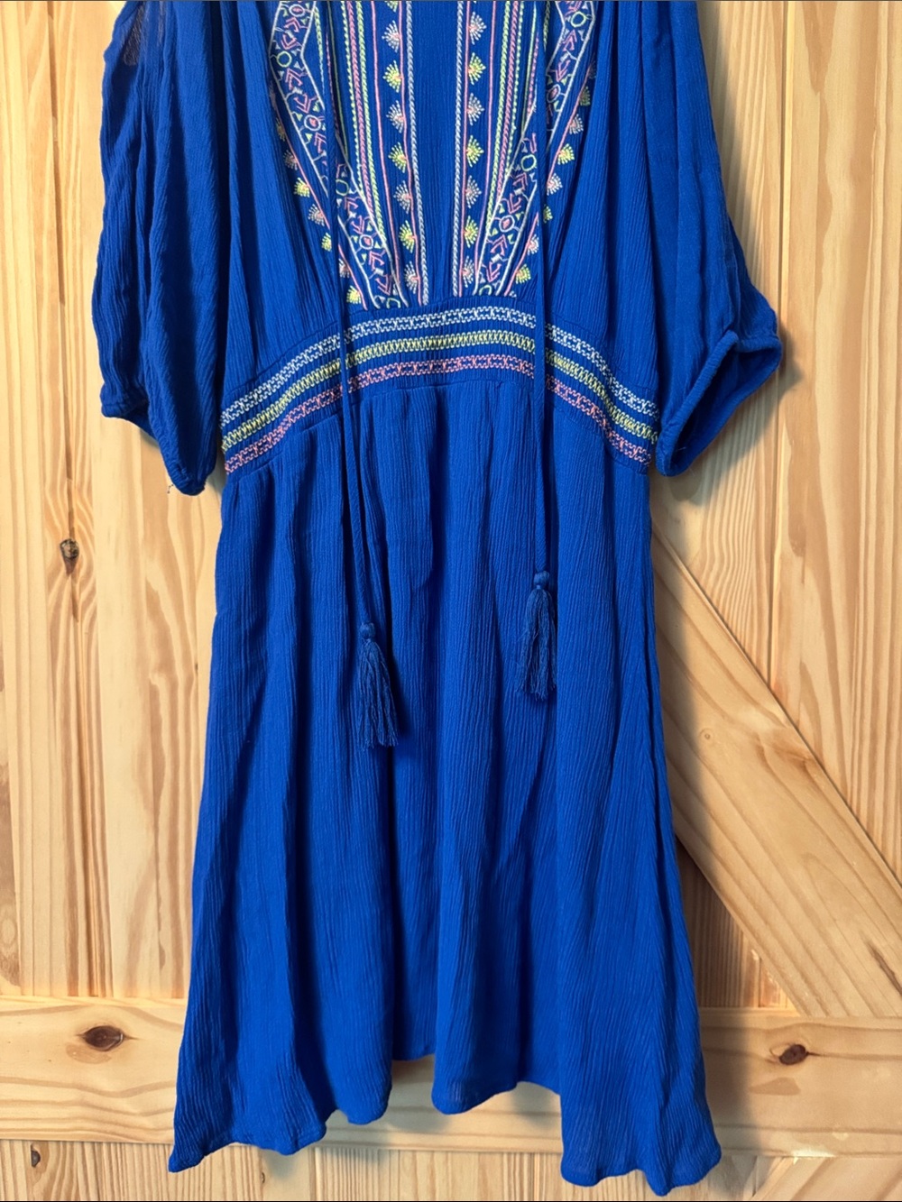 Flying Tomato Royal Blue Embroidered Cold-Shoulder Dress - Picture 4 of 9